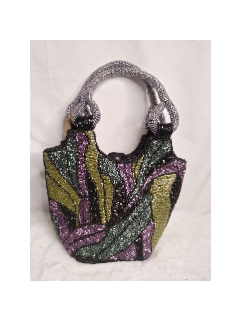 New! From India to You Green Abstract Hand Beaded Bag Viral TikTok - Picture 2 of 13